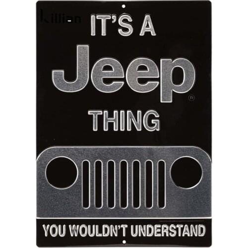 Retro Metal Plaque Black and White Metal Plate Jeep Metal Painting Off-Road Vehicle Metal Poster Club Bar Wall Home Decoration