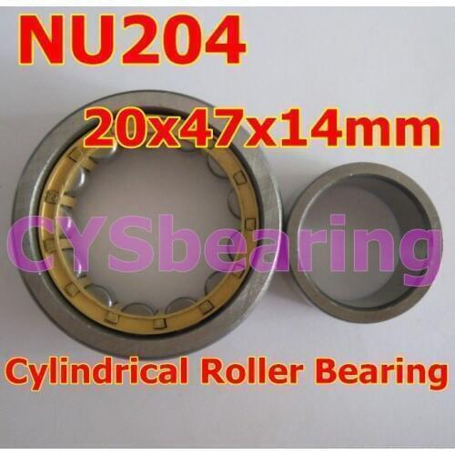 ID 20mm shaft OD 47mm 20X47X14mm NU204ECM NU204M brass cage single row cylindrical roller bearing