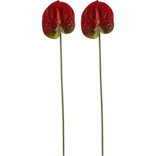 2Pcs Artificial Anthurium Flowers RealContactBouquet for Home Decor Bridal Wedding Floral Arrangement