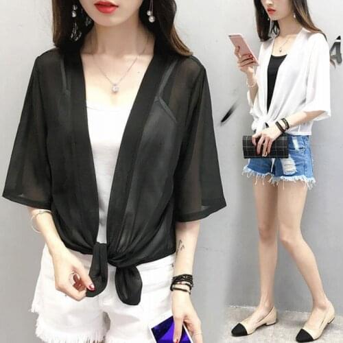 Women Thin Cardigan Long Sleeve Tops Chiffon Shirt Sun Protection Clothing Summer Long Paragraph Loose Ultra-thin Womens Shawl