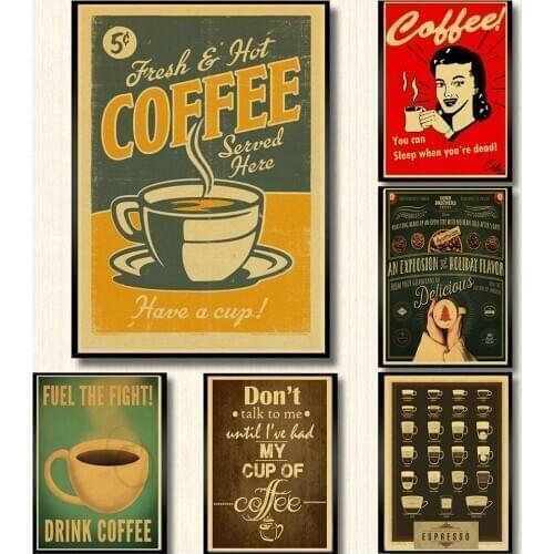Coffee Beer Wine collection bars kitchen drawings posters adornment, vintage poster, wall stickers,decorative painting