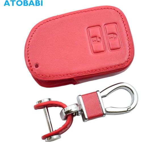 Leather Car Key Case For Toyota Prado Previa Vios Yaris Ative 2014-2016 2 Buttons Smart Remote Control Fob Keys Protector Cover