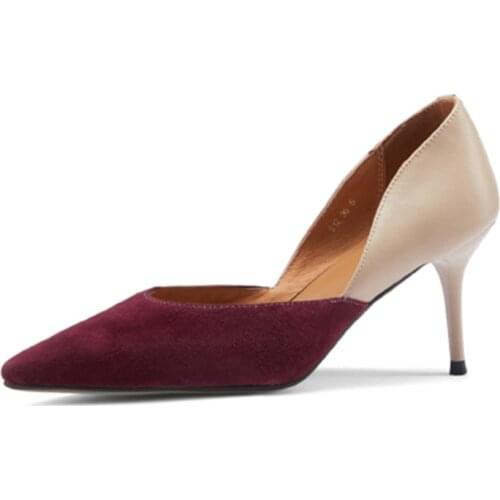 Fashion Pointed Toe Shoes Woman Genuine Leather thin High Heels Pumps For Girls Wedding Party Shoes For Women