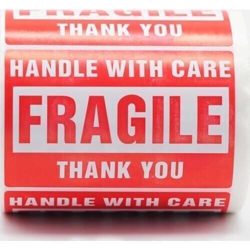 500-1000pcs 2*3Inch Fragile Warning Sticker Handle With Care Keep Dry Express Label Warning Thank You Packing/Shipping stickers