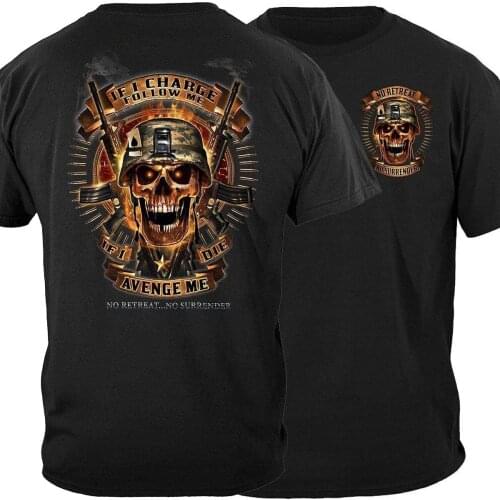 No Retreat No Surrender, If I Die Avenge Me. Skull of Doom T-Shirt. Summer Cotton O-Neck Short Sleeve Mens T Shirt New S-3XL