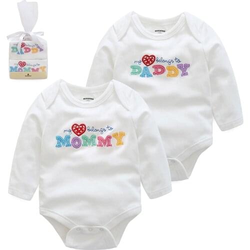 2021 new baby girls clothing i love mommy daddy baby bodysuits 100% cotton baby boy clothes infant pajamas for body