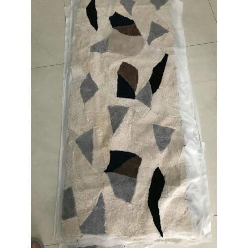 New arrival lady natural sheep fur patchwork blanket light color rugs sofa cushion