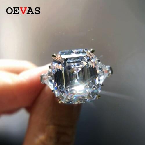 OEVAS Sparkling 27 Carats Created Moissanite Wedding Rings For Women 100% 925 Sterling Silver Engagement Party Fine Jewelry Gift