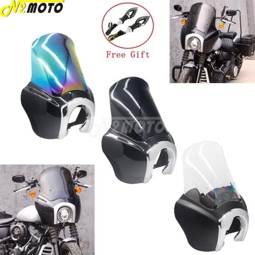 Motorcycle Headlight Fairing 15" Windshield w/ Hardware Front Mask Cowl for Harley Softail Street Bob FXBB Standard FXST 2018-up