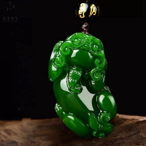 Natural Green Hand Carved Brave Troops Jade Pendant Fashion Boutique Jewelry Lovers'brave Troops Necklace