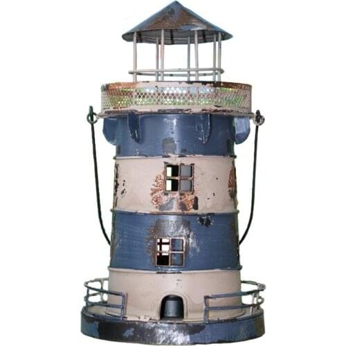 High Quality Retro lighthouse candlestick Mediterranean Candle Holders Style Wrought Iron Creative nostalgicBar Home decoration