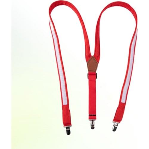 LED Clip-on Suspenders Glowing Adjustable Printing Elastic Y-shaped Braces Luminous Trouser Straps for Men (Red)
