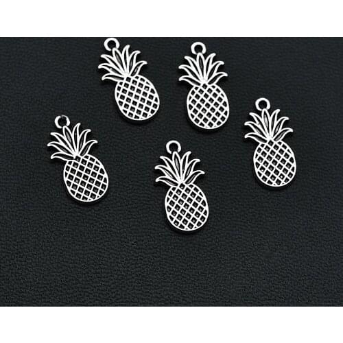 20PCS/Lots 9x17mm Antique Silver Plated Pineapple Charms Fruit Pendants For DIY Necklace Jewellery Crafts Wholesale Drop Ship