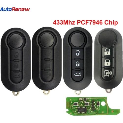 Okeytech 3 Buttons Smart Key Remote Control Key For Fiat 500 Doblo Qubo Grande Punto 2006-2013 Delphi BSI 433Mhz PCF7946 Chip