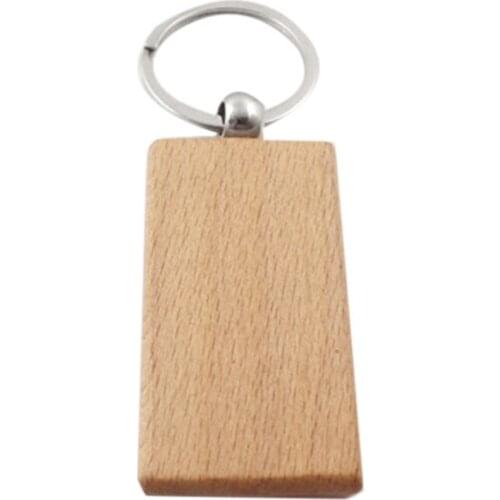 20Pcs Blank Wooden Key Chain Diy Wood Keychains Key Tags Gifts Yellow