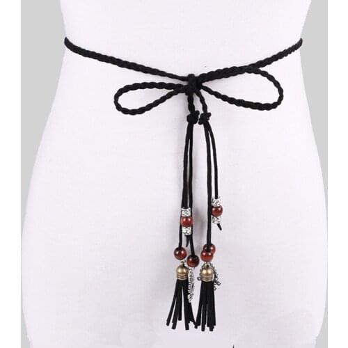 2021 Fashion Folk-Custom Tassel Ladies Adjustable Belts Braided Pendant Waist Belt For Women Dresses Plus Size Ceinture Femme