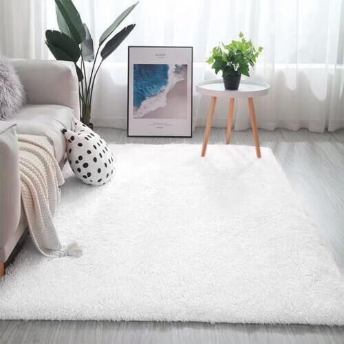 Nordic solid color plush carpet living room coffee table rug bedroom bedside rug balcony bay window decoration mat summer carpet