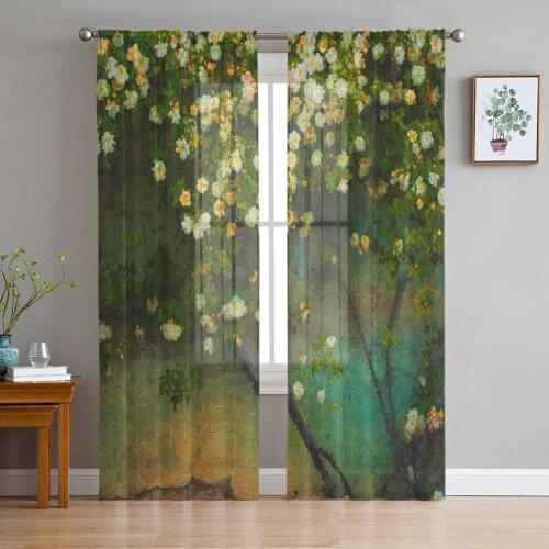 Modern Sheer Curtains Ewha Oil Painting Living Room Kitchen Childrens Room Decoration Household Chiffon Window Curtains