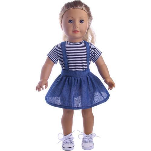 Stylish And Cute Two-piece T-shirt And Slip Skirt For 18 Inch American&43Cm Baby New Born Doll Our Generation