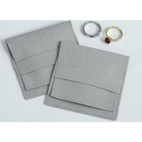 10pcs Grey Microfiber Jewelry Bag Organizer Packing Small Pouches For Earrings Necklace Rings Bag Custom Logo Wedding Gift Bag