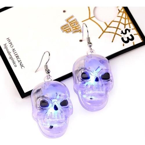 Halloween Party Earrings Pumpkin Glow Nightclub LED Lights Pumpkin Skull Glow Earrings Charm Gift Party Accessories
