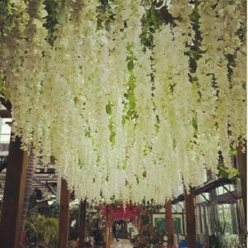 Exellent 200pcs Artificial Silk Wisteria Flowers For DIY Wedding Arch Square Rattan Simulation Flowers Wall Hanging Decoration