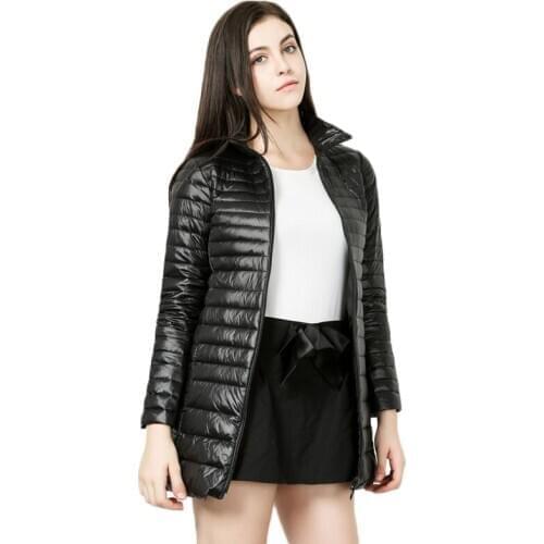 WSYORE Plus Size Women Autumn Winter Ultra Light Down Jacket Slim Duck Down Long Sleeve Coat Parka Female Portabl Outwear NS477