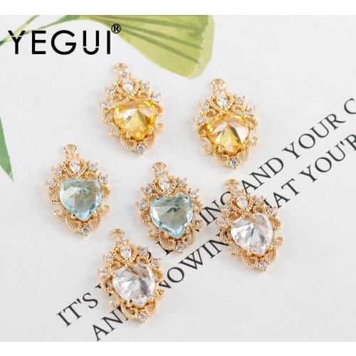 YEGUI M990,jewelry accessories,18k gold plated,copper metal,zircons,charms,jewelry findings,jewelry making,diy earrings,6pcs/lot