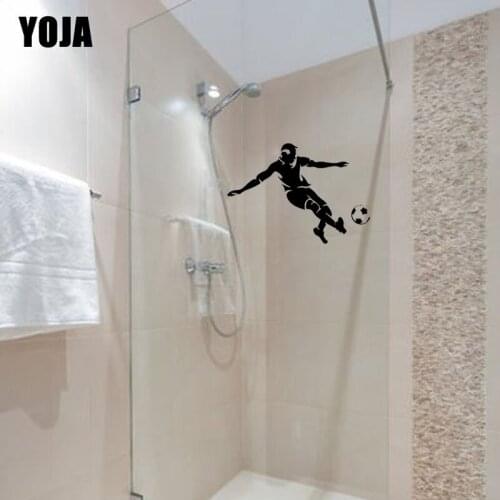 YOJA 21x29.7CM Stylish Room Decoration Kick Football Pattern Wall Sticker Bathroom Glass Applique G2-0111