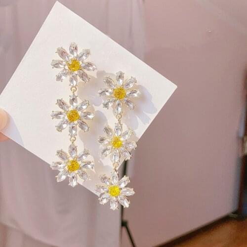 Daisy Long Tassel Dangle Earrings For Women Girls 2021 Trend Elegant Style Statement Earrings Party Wedding Fashion Jewelry Gift