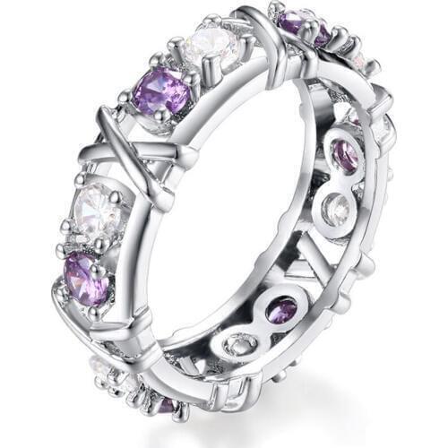 Cross Rings For Women Silver Plated Austrian Crystal CZ Zircon Fashion Jewelry Womens Wedding Engagement Finger Ring Bague