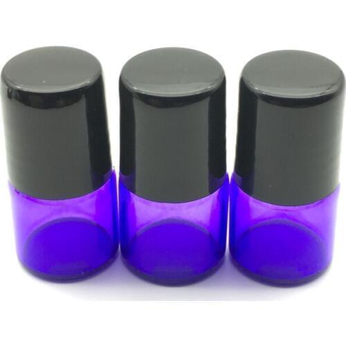 1pcs Mini 1ml Roll Glass Bottles for Essential Oil Perfume Refillable Purple-blue Roller Bottle Deodorant Contain