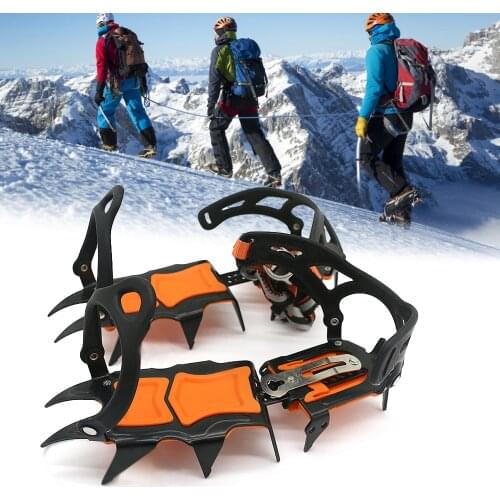 12 Teeth Ice Crampons Winter Snow Boot Shoes Ice Gripper Anti-skid Ice Spikes Snow Traction Cleats Climbing Equipment