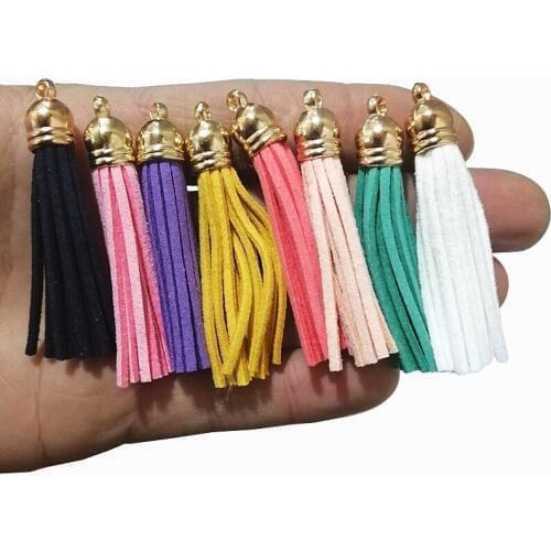 20Pcs/lot 6cm Clothing Tassel Fringe Keychain Leather Tassels Caps Strap DIY Jewelry Making Charms Pendants Craft Accessories