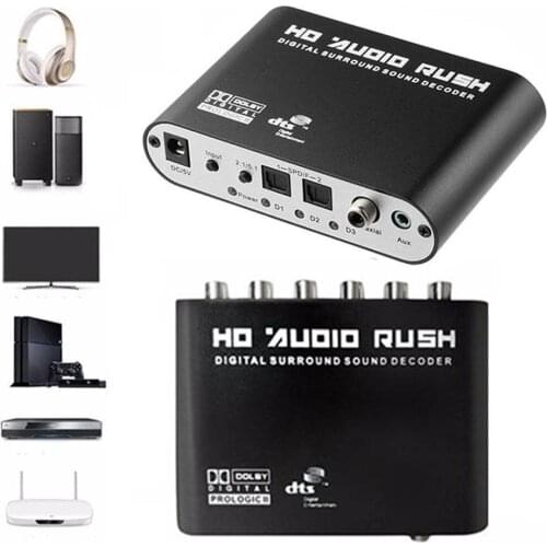 5.1 CH Audio Decoder SPDIF Coaxial To RCA DTS AC3 Optical Analog Converte Digital HD Amplifier Sale Audio Hot Rush Amplifie B9E8