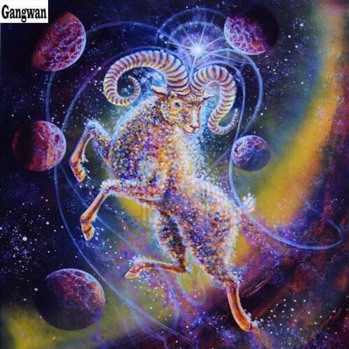 5D full circular square DIY cartoon Aries diamond embroidery diamond painting mosaic cross stitch home decoration wall stickers