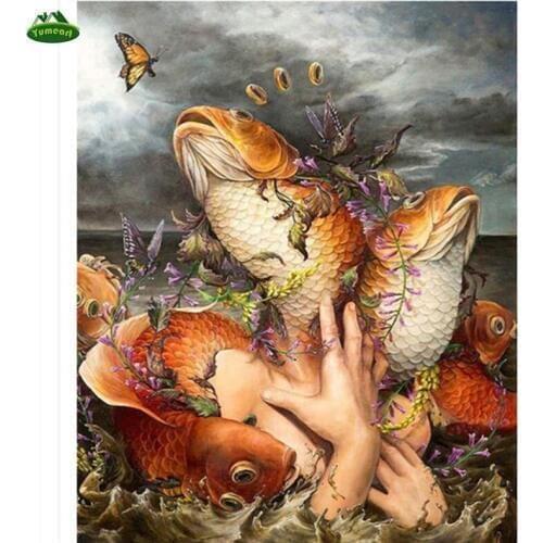 5D Diamond Embroidery Female Diy Diamond Painting Mermaid Square Drill rhinestones cross stitch embroidery mosaic wall stickers