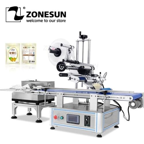 ZONESUN Desktop Automatic Flat Paper Pouch Label Sticker Plastic Bag Box Paging and Labeling Machine