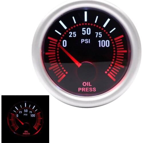 Car Auto Oil Pressure Gauge 0~100 PSI 2" 52mm Universal White LED Smoke Len 12V Oil Press Meter with Sensor 1/8NPT