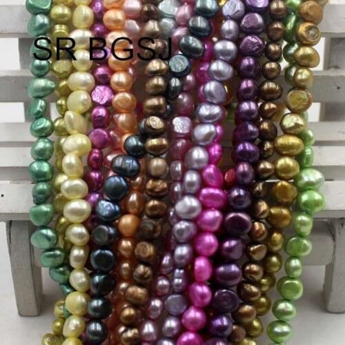 Free Shipping 6-7mm Wholesale Jewelry Making Baroque Potato Natural Pearl Freshwater Spacer Beads 14"