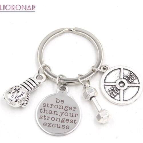 1PC Stainless Steel Key Ring dumbbell Boxing Glove Fitness Key Chain Keyring for Men Women Jewelry Boxing Lover Gifts