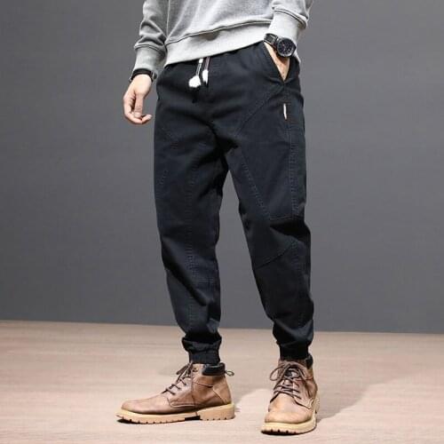 2021 New Fashion Streetwear Loose Fit Green Gray Khaki Casual Cargo Pants Slack Bottom Japanese Style Hip Hop Joggers Pants Men