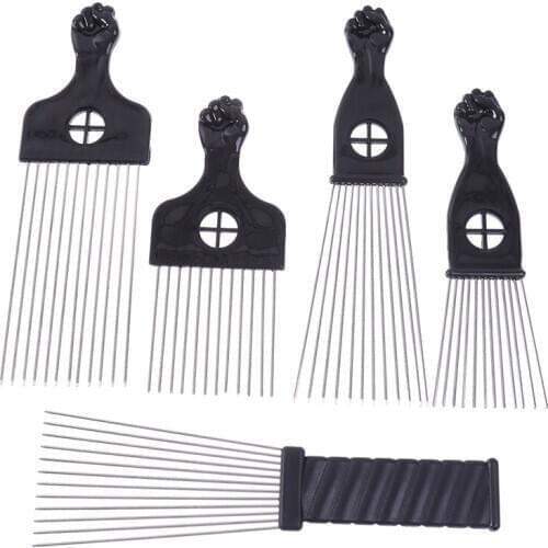Black Fist Afro Metal Comb African Hair Pik Comb Brush Salon Hairdressing Hairstyle Styling Tool Hair Accessories