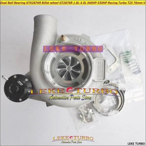 Dual Ball Bearing Billet wheel GTX2876R GT2876R Comp AR 0.6 Turbine AR 0.64 T25 76mm V-band Racing Turbo 1.8L-3.0L 340HP-550HP
