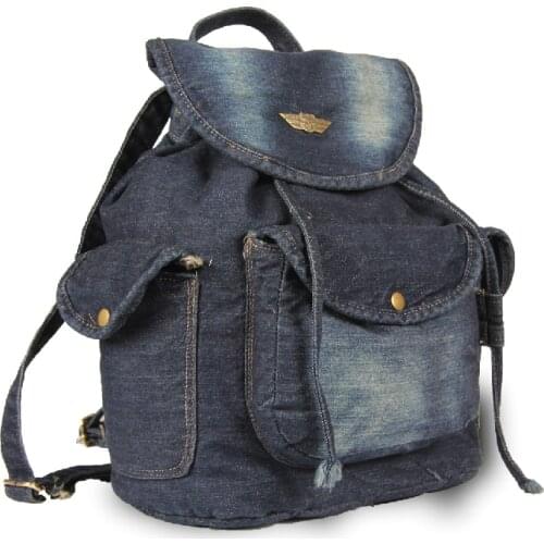 Alone New Denim jeans Women men Backpack Casual Denim Bags Teenage Girls Small Backpack Female Backpack