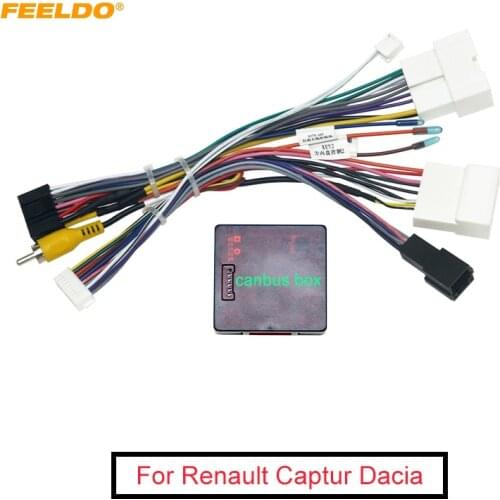 FEELDO Car Audio DVD Android 16PIN Power Cable Adapter With Canbus Box For Renault Captur Dacia Power Wiring Harness