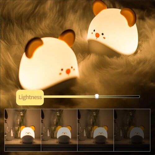 Led Lamp Night Light Cute Cartoon Animal for Baby Children Mom Room Night Lamp Sleep Feed Gift USB Charging Silicone Soft Light
