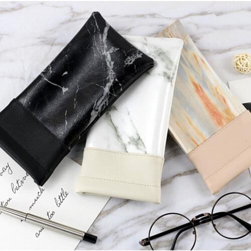 PU Leather Glasses Box Spectacle Optical Sunglasses Bag Marble Pattern Waterproof Portable Nearsighted Holder Eyewear Protector