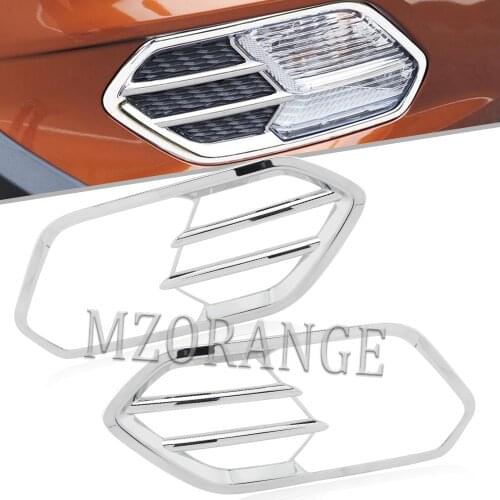 Chrome Fog Light Cover Grill Bezel for Ford Escape Kuga 2017 2018 Front Fog Lights Fog Lamp Cover Bezel 1 Pair Headlight Cover
