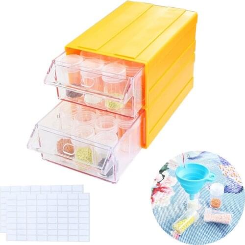 New 5d diamond painting beads storage container with detachable boxes funnel and individual grids for storage drill jewelry